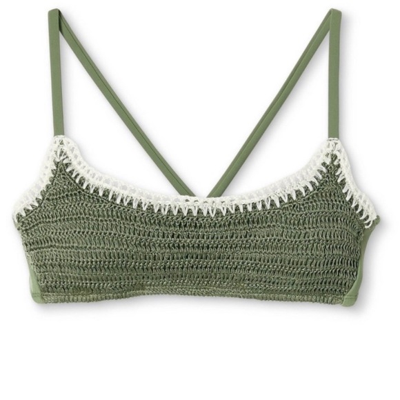 NWT Juniors' Crochet Bralette Bikini Top - Xhilaration Sage Green XS - Picture 4 of 14